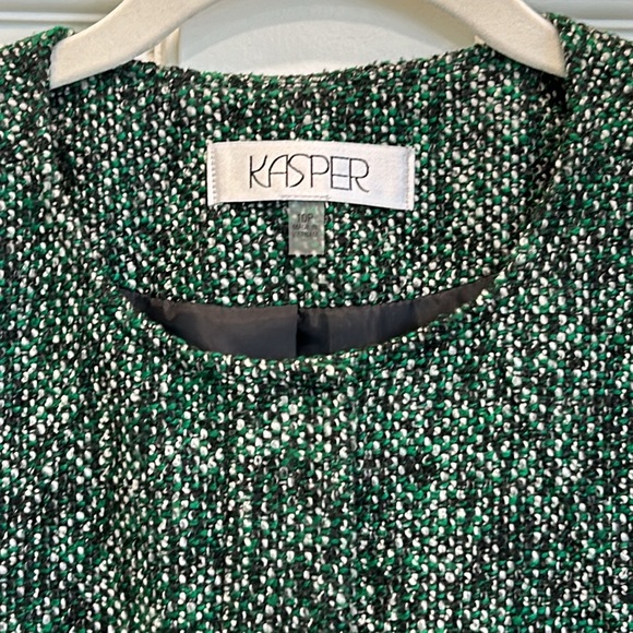 Kasper Green and Black Tweed Blazer w/ Hodden Front Snaps Front Pockets sz. 10P - Picture 3 of 12